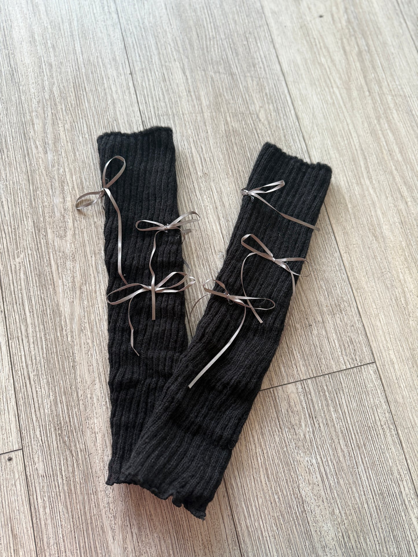 Polainas Negras cinta gris