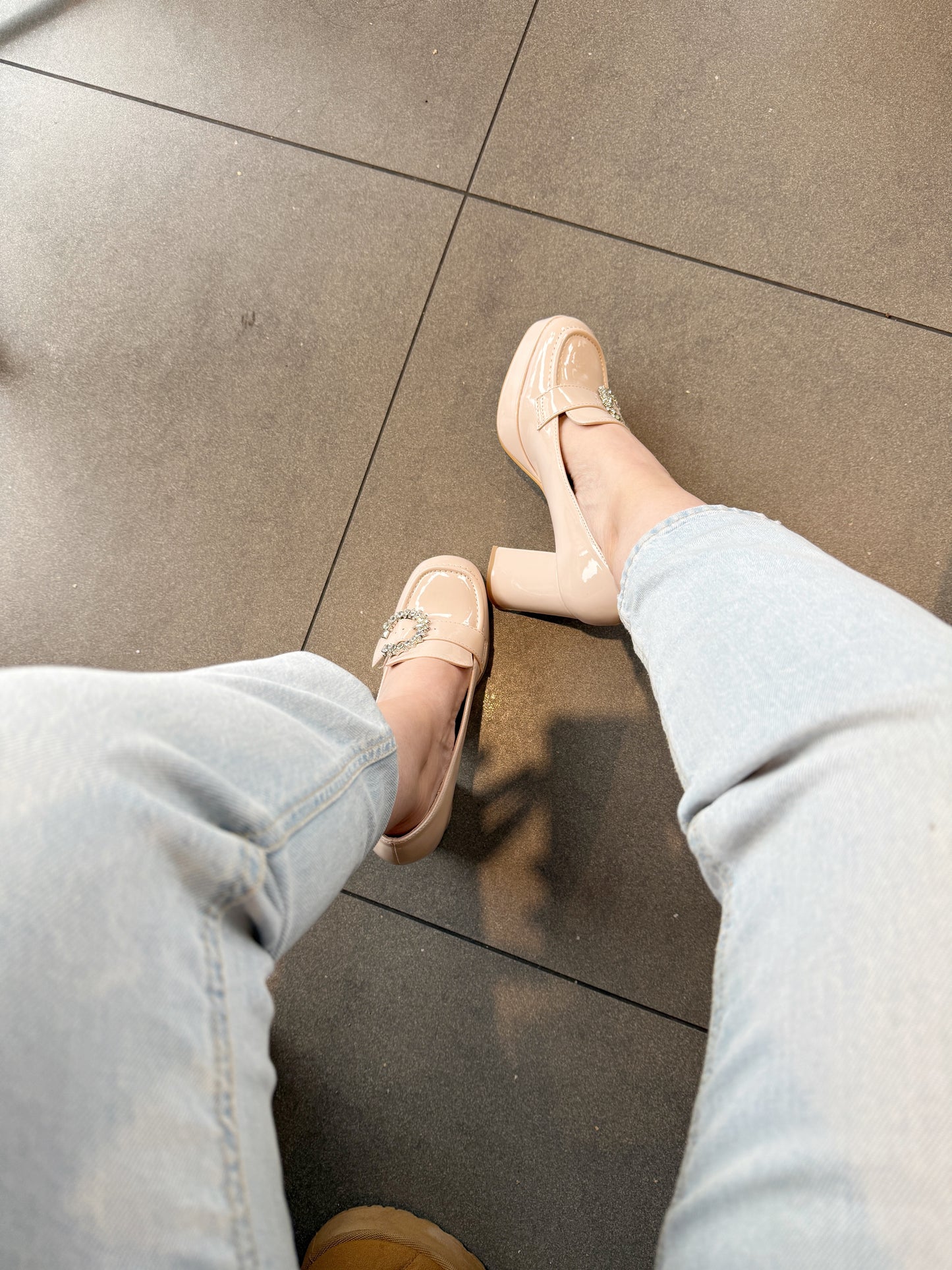 Mocasines Beige hebilla -W118