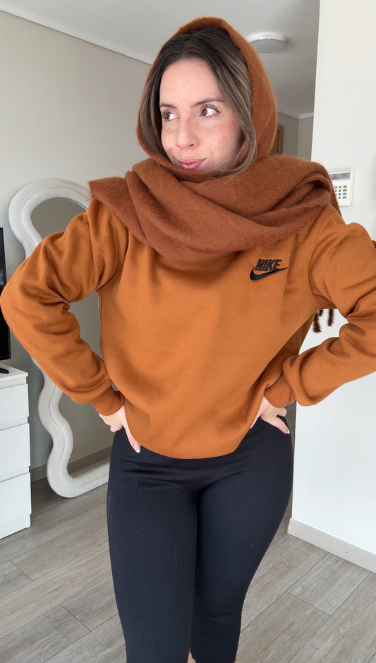 Poleron café Estilo Nike