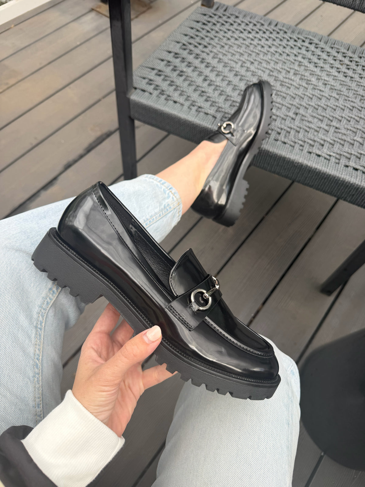 Mocasín charol 3G19 - Negro
