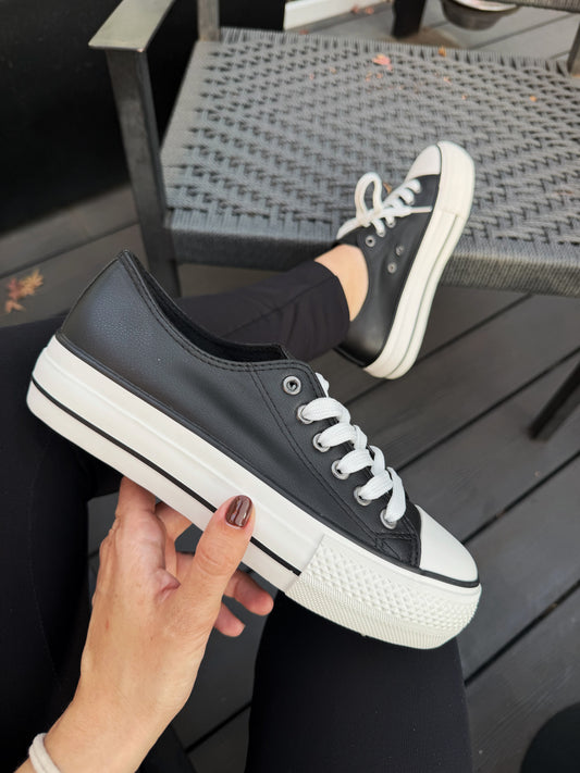 Zapatillas negras ecocuero - 2J01-1