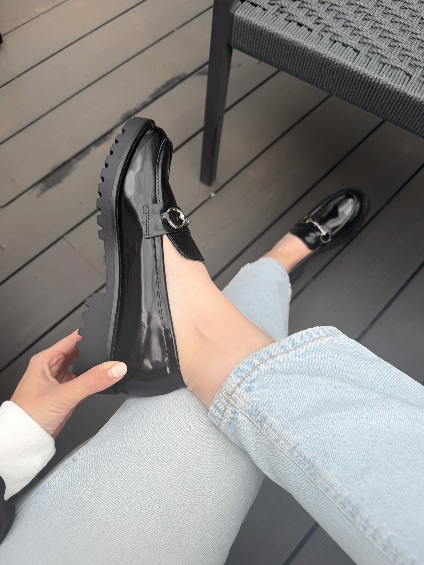 Mocasín charol 3G19 - Negro