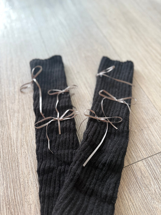 Polainas Negras cinta gris